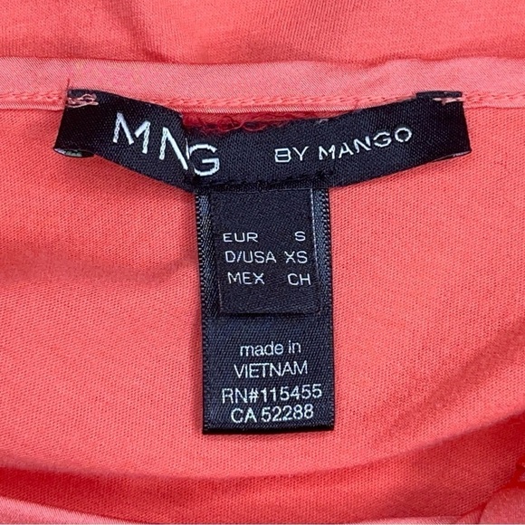 XS MNG ORANGE TOP SATIN ACCENT SHORT SLEEVE STRETCH VIBRANT - Picture 9 of 9